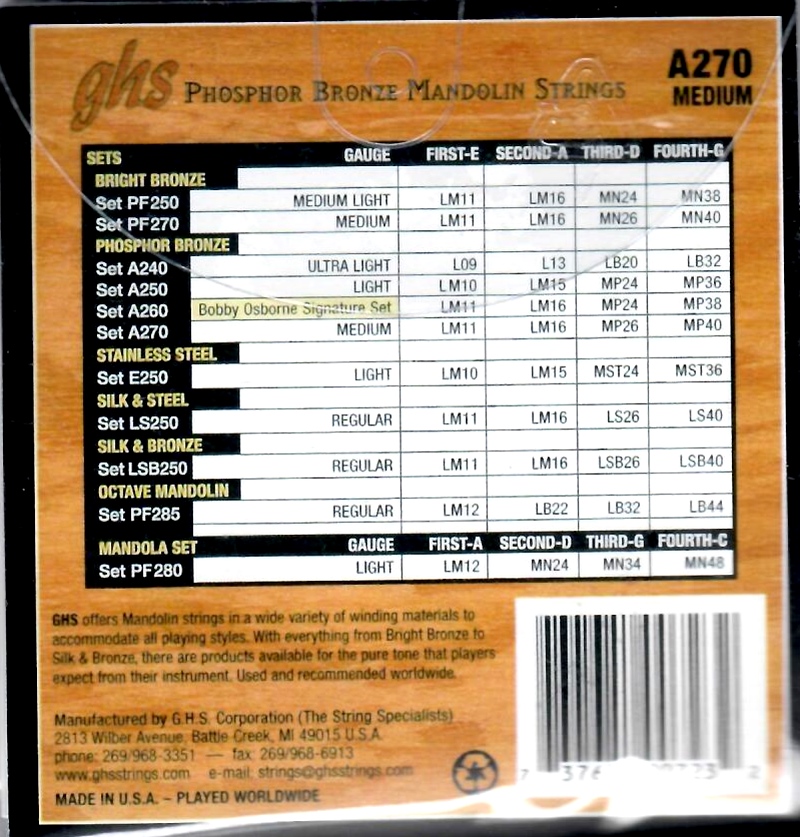 Sada strun na mandolínu GHS A270 Medium