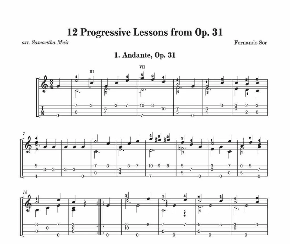 Fernando Sor 12 Progressive Lessons from Op. 31
